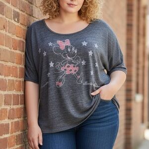 Junk Food Women's Tee Shirt MINNIE MOUSE Stars Disney Hi/Low Hem L Large